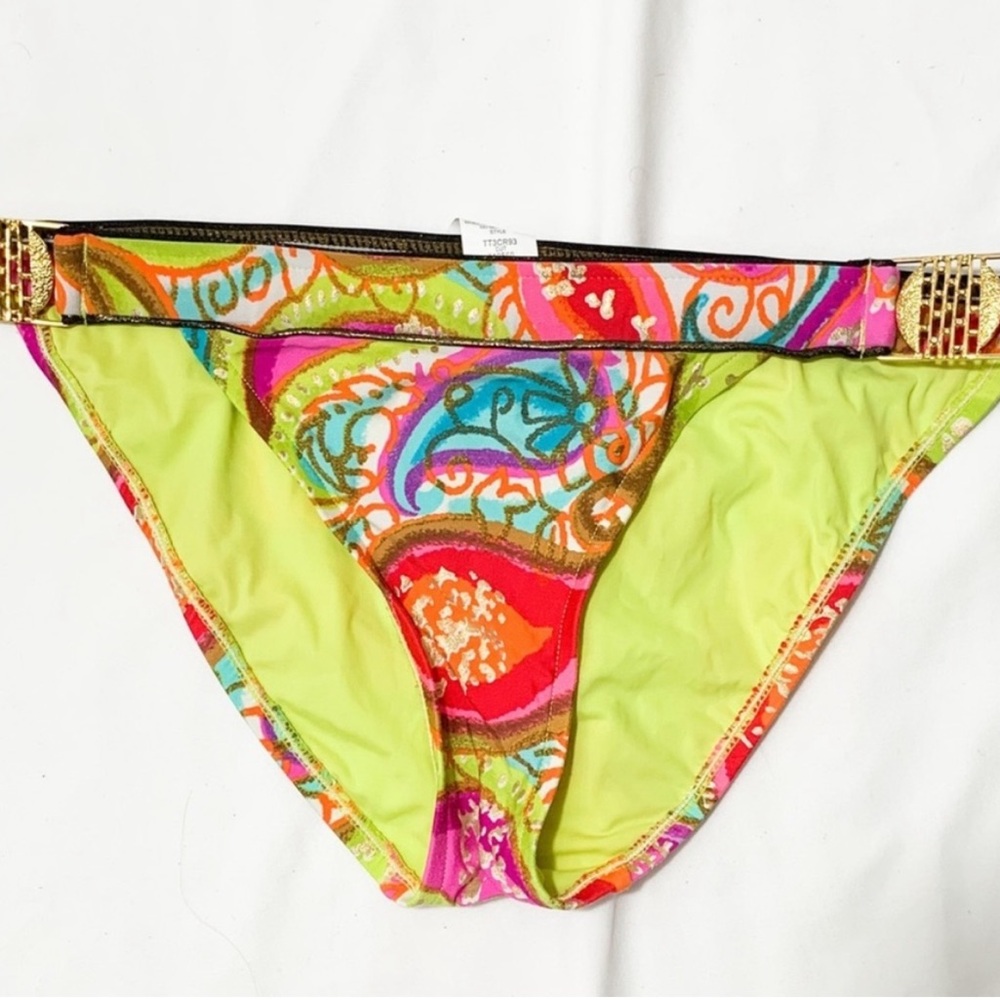 Trina Turk Bikini Bottom Sz. 6 Izue Paisley Hipster Red Pink Swirl